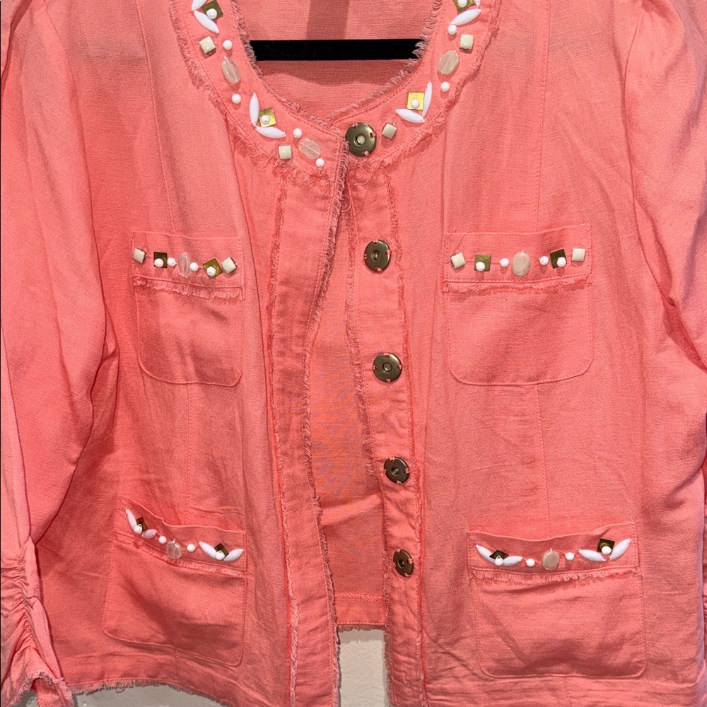 Ruby Rd. Pink Beaded Jacket - Picture 3 of 4